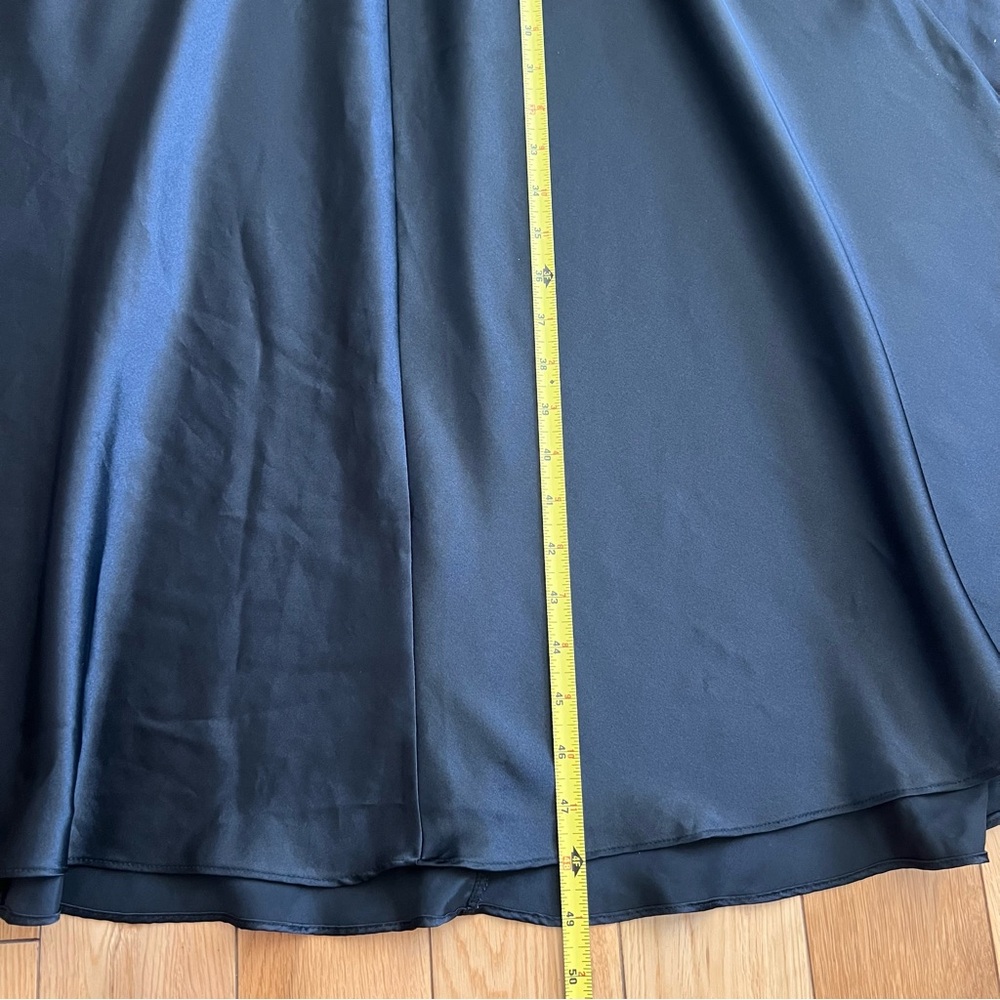 Vintage Victoria's Secret Black Satin A-Line Maxi Dress Side Slit Size Small - Picture 4 of 7